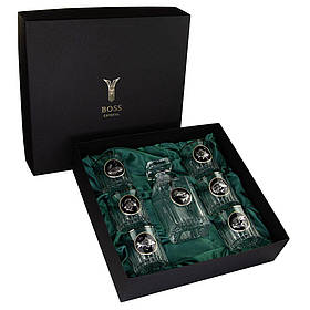 Набір для віскі "GOLDFISH" подарунок для рибалки (графін та 6 келихів) кришталь Гранд Презент GPB7GLF2PG