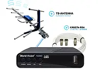 Комплект T2 World Vision T644M2 FM, Антена Eurosky 003, 10м кабелю та штекери