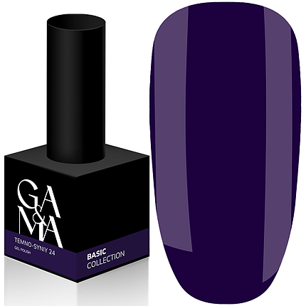 Гель-лак GaMa Basic collection №024 temno-syniy, 10 мл темно-синій, фото 1