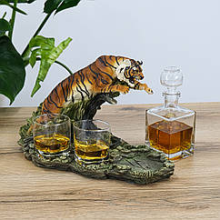 Штоф Тигр у стрибку подарунковий набір для алкоголю 43 см Гранд Презент ШП415 цв