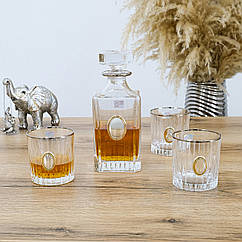 Набір для віскі "Гармонія" (графін та 4 склянки) платина із золотими овалами Гранд Презент GPB5GAR2PG