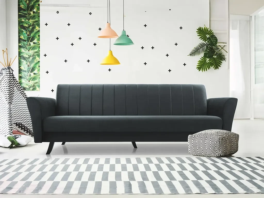 М'який розкладний прямий диван Linea (сірий темний), фото 1