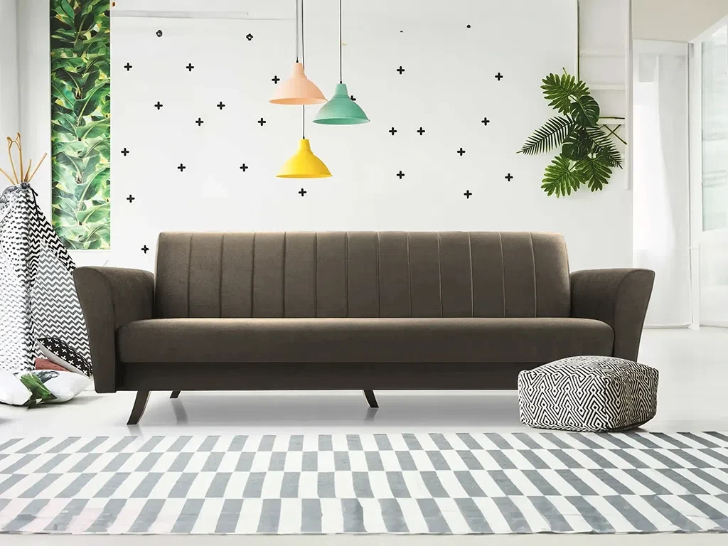 М'який розкладний прямий диван Linea (бежевий темний), фото 1