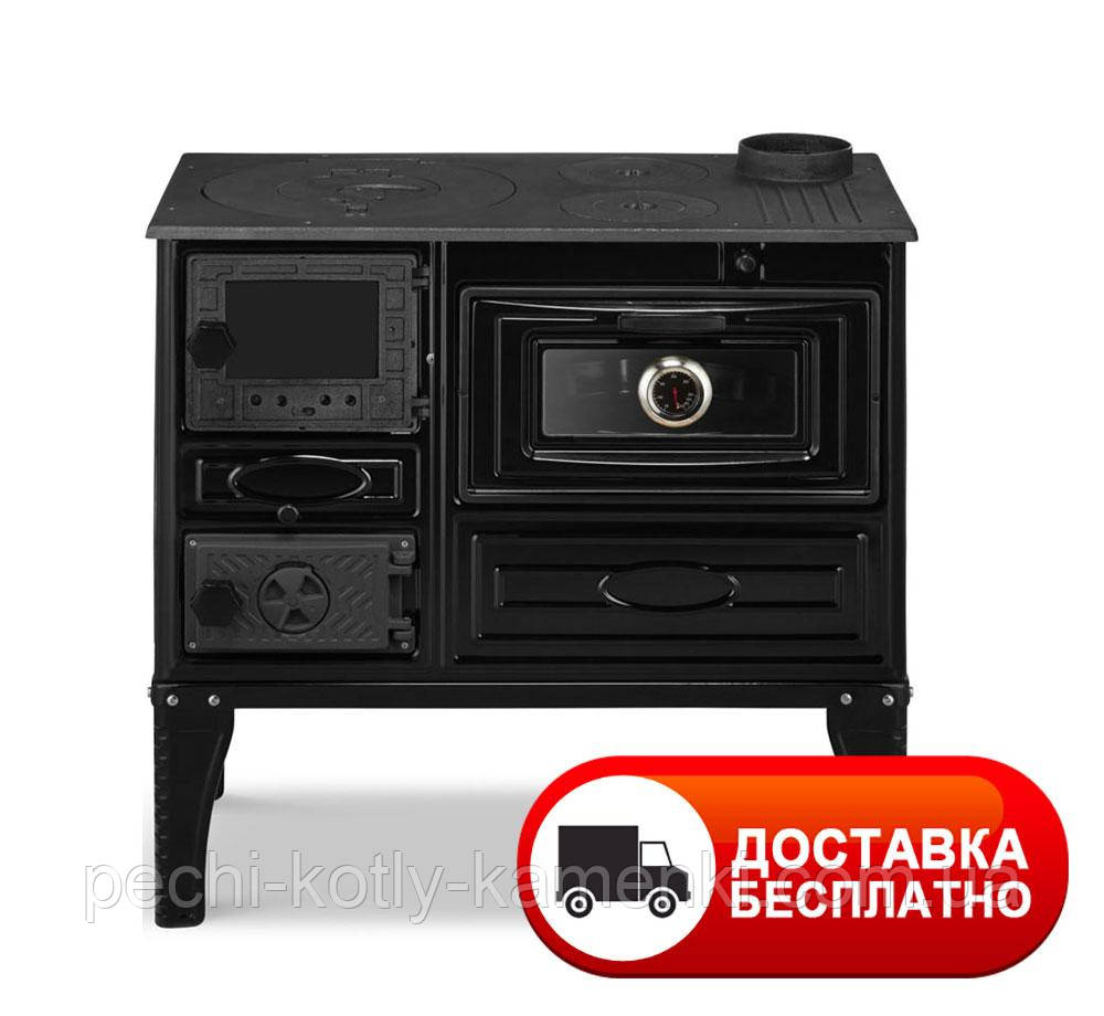 Duval ЕК-4012 Black Edition дров'яна піч-кухня з варильною поверхнею і духовкою (чорна)