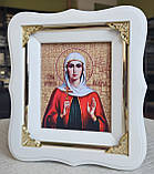 Ікона Свята мучениця Валерія в білому фігурному кіоті під склом, розмір кіота 18*16,сюжет 10×12, фото 2