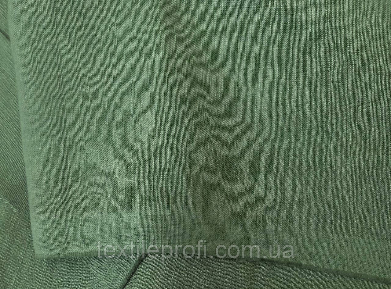 Лляна тканина для постільної білизни кольору хакі