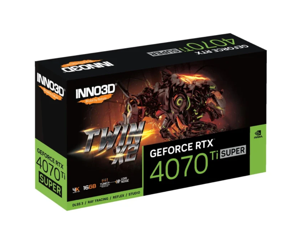Відеокарта Inno3D GeForce RTX 4070 Ti Super Twin X2 16GB GDDR6X (N407TS2-166X-186156N)
