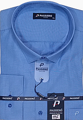 Сорочки чоловічі батал велетні Passero vd-0146 класична в клітку Туреччина, ошатна блакитна стильна 3XL