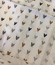 Сатин (хлопковая ткань)  сірі і жовті серця  (ширина 160см, 120г/м2)