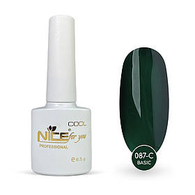 Гель-лак Nice for you Basic Cool 087-C Темно-зелений 8.5 г