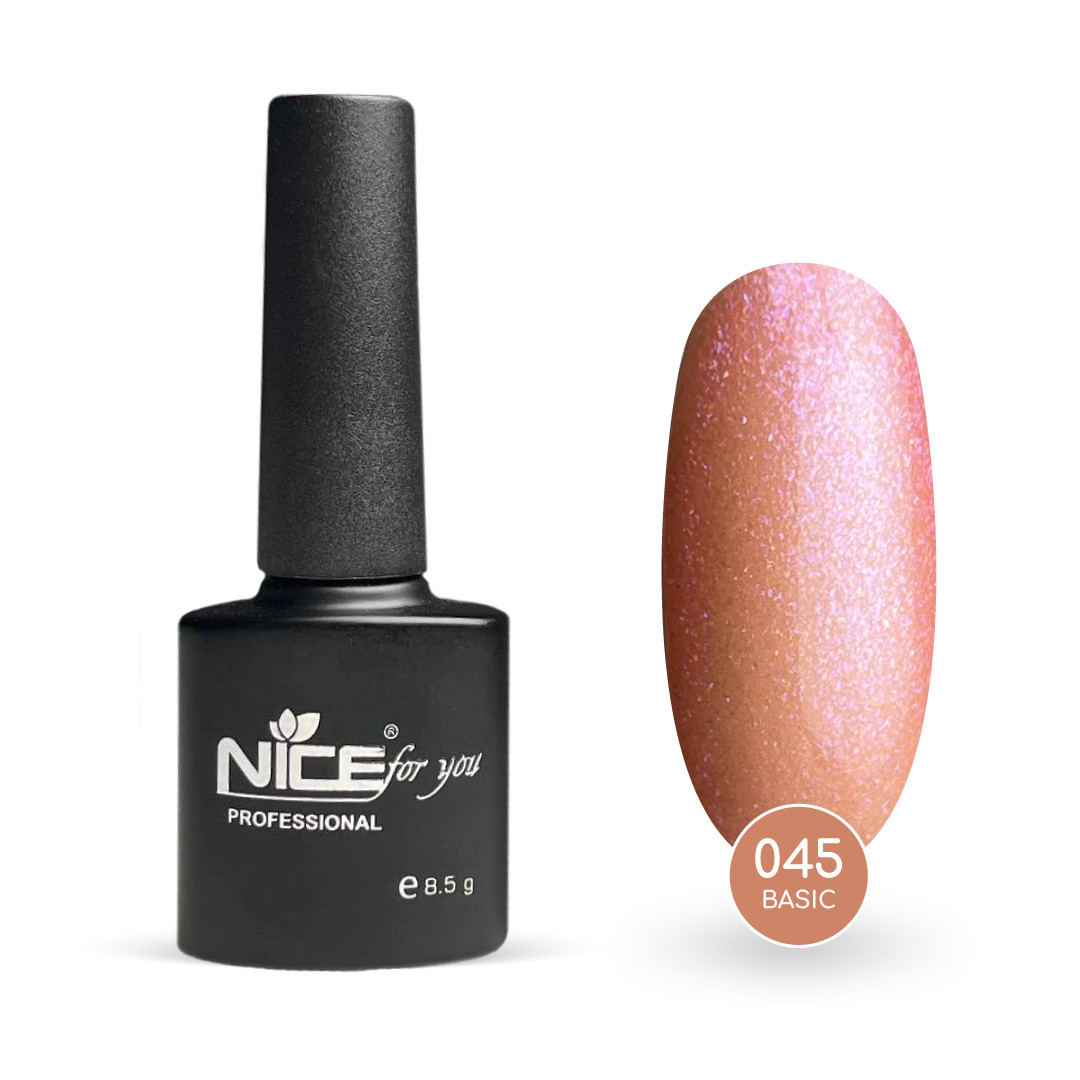 Гель-лак Nice for you Основна №045 Рожевий з блискіткою 8.5 г, фото 1