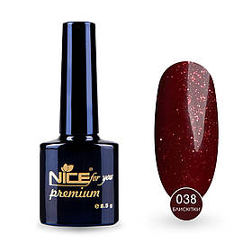 Гель-лак Nice for you Sparkles №038 Кармін з блискітками 8.5 г