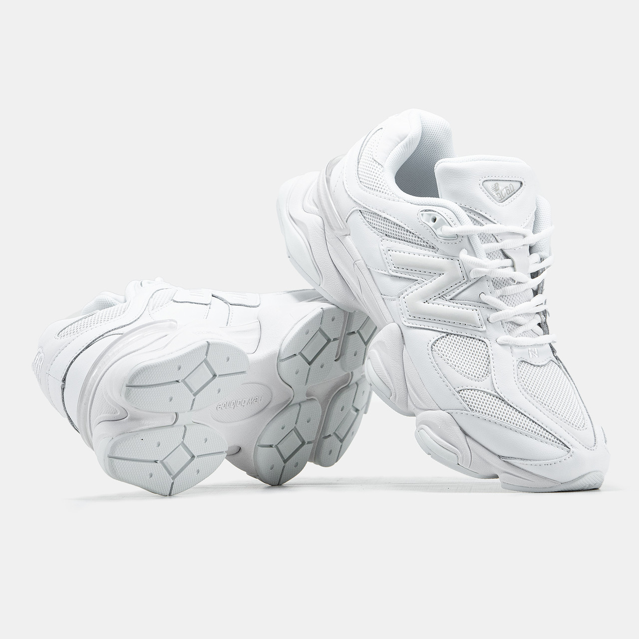 Кросівки New Balance 9060 total White Взуття жіноче Нью Беланс 9060 білі шкіра демісезон NB 9060