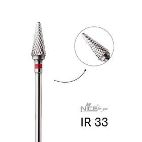 Фреза твердосплавна Nice for you Конус IR 33 Червона насічка (d 6 мм, L13 мм)