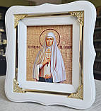 Ікона іменна Свята Єлизавета в білому дерев'яному фігурному кіоті під склом, розмір 19*17, сюжет 10*12, фото 2