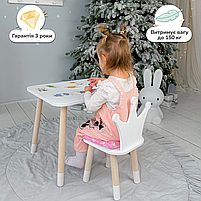 Дитячий столик для ігор та навчання 46х60х45 та стільчик корона 26.5х26х25, білий, фото 5