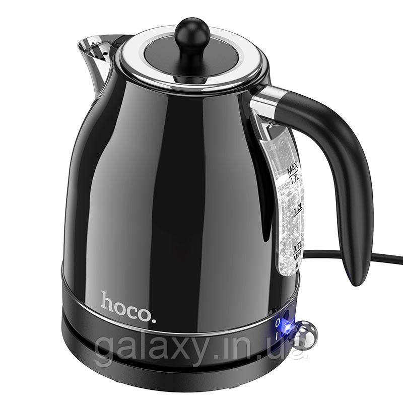 Чайник Hoco електричний 1.5л 1800 Вт нержавіюча сталь retro electric kettle HE10 Black