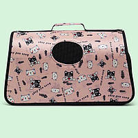 Сумка переноска для кота з вентиляцією, 24x37x17 см, Рожевий (S)