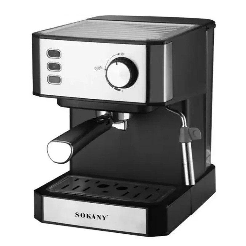 Кавомашина SOKANY SK-04005 чорний, сріблястий, електрокавоварка для приготування кави для дому