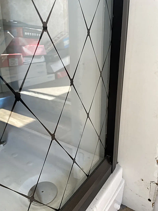 Душова кабіна Aquanil INDIANA Diamante 100х100х190 см без піддону чорна скло 6 мм розсувні двері, фото 3