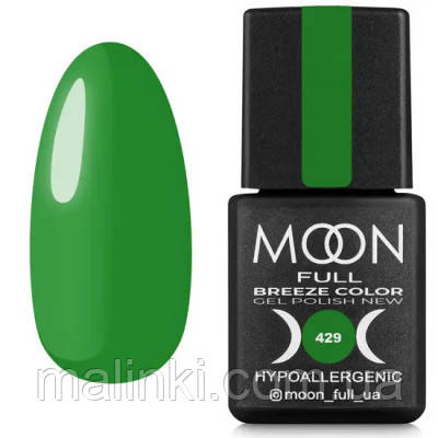 Гель лак Moon Full Breeze color №429 світло-зелений, 8 мл.