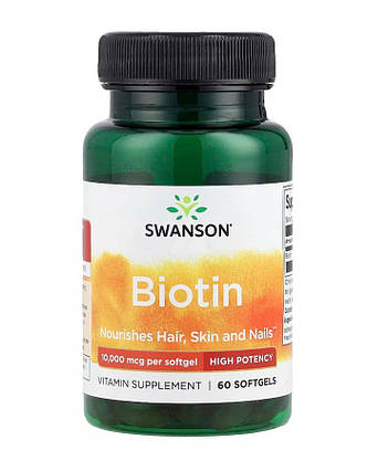 Вітамін В7 Біотин Swanson Biotin 10000 мкг 60 таб США, фото 1