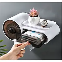Настенный держатель для туалетной бумаги, самоклеящаяся полка-органайзер для телефона и салфеток в ванной. qwr