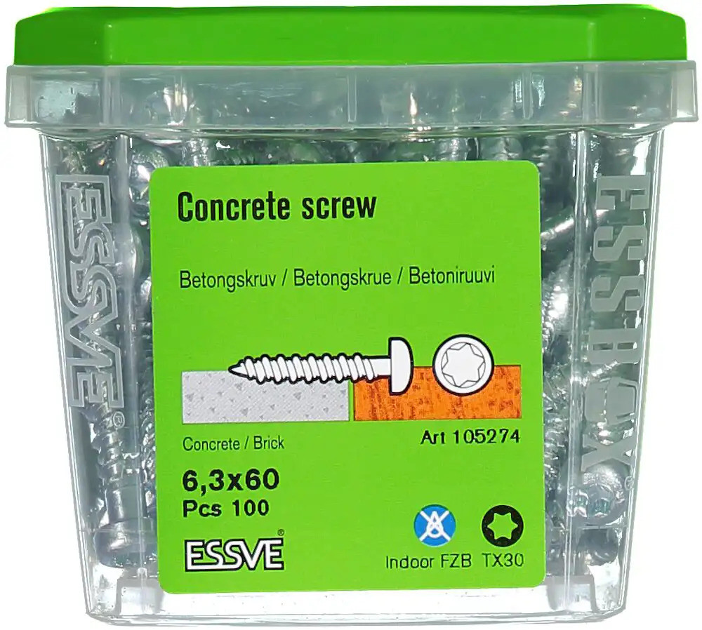 Шуруп ESSVE для бетону, 6,3*60, кругл.ТХ30 (100 шт./пач.)