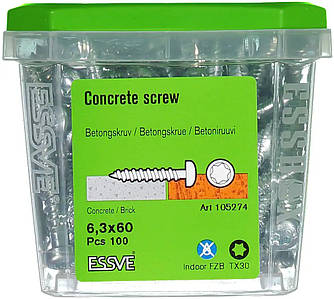 Шуруп ESSVE для бетону, 6,3*60, кругл.ТХ30 (100 шт./пач.)