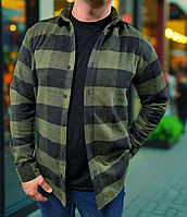 Тепла сорочка в клітку чоловіча утеплена Туреччина з довгим рукавом кашемір