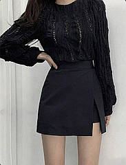 Комфортна та стильна спідниця-шорти з розрізами та високою посадкою Розміри 42-44, 44- 46