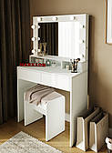 Туалетний столик трюмо в білому кольорі на 2 ящика та з полицями "Гармонія "