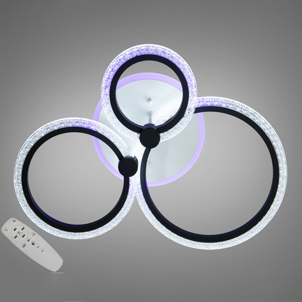 Кругла світлодіодна Led-люстра з RGB-підсвічуванням та пультом, освітлення до 10 м², фото 1