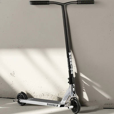 Чорний трюковий самокат скутер Warrior Дитячий спортивний ролер двоколісник для активного відпочинку Колеса 120мм