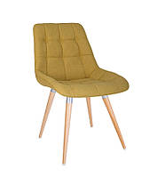 Стілець обідній Nicole wood бук 1.007 alu SQR тканина soro-40 жовта (Новий Стиль ТМ)