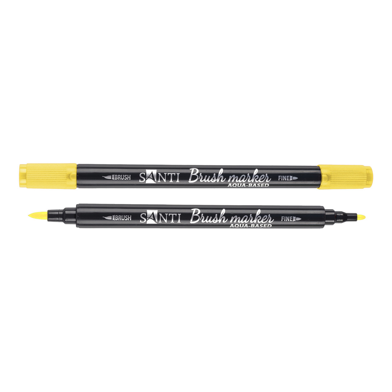 Маркер акварельный SANTI Brush Marker SWB-02 желтый двусторонний