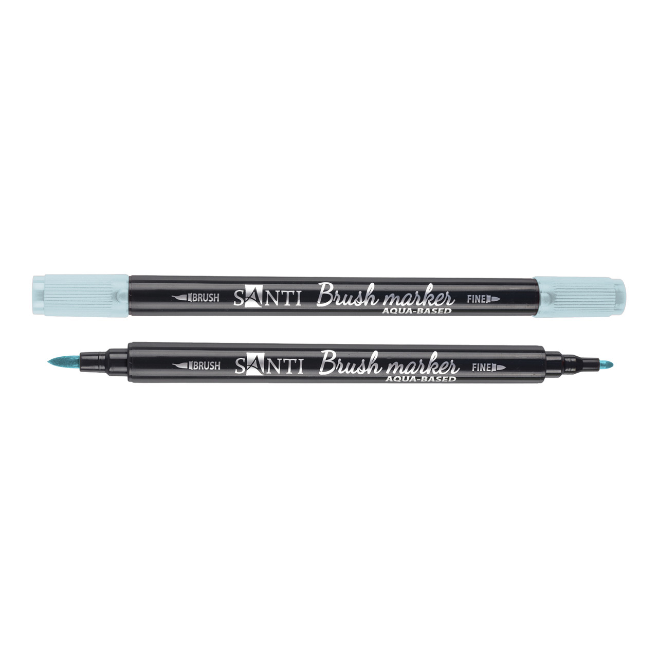 Маркер акварельный SANTI Brush Marker SWB-14 голубой двусторонний