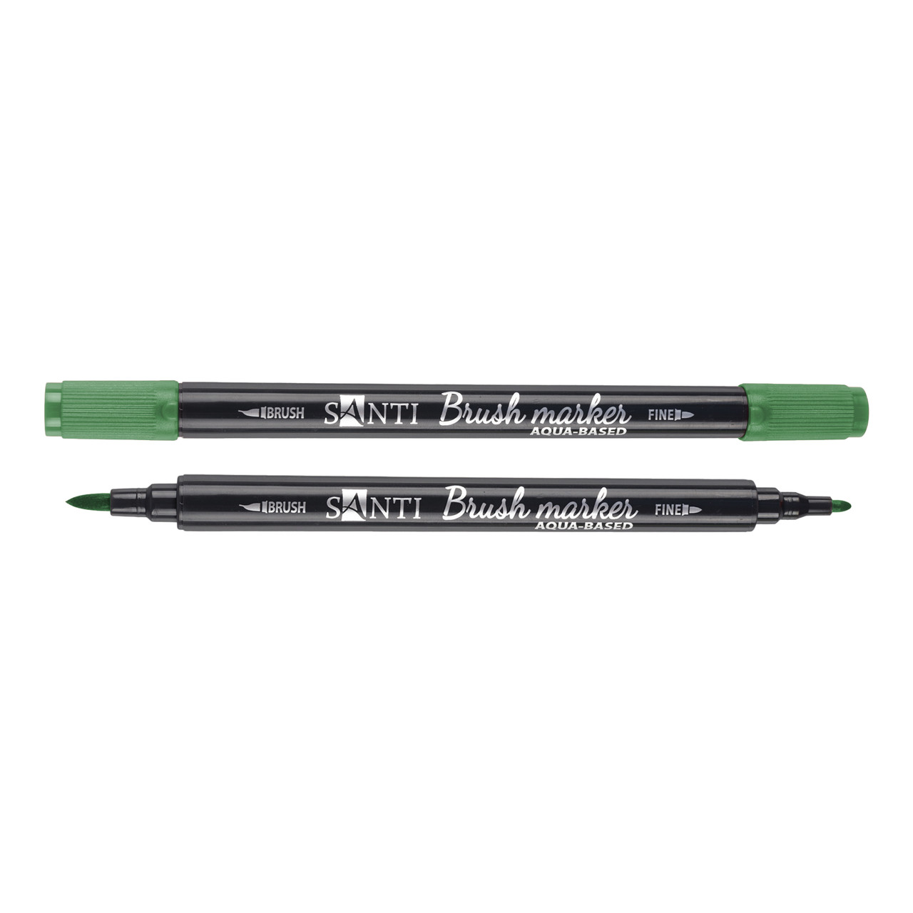 Маркер акварельный SANTI Brush Marker SWB-22 темно-зеленый двусторонний