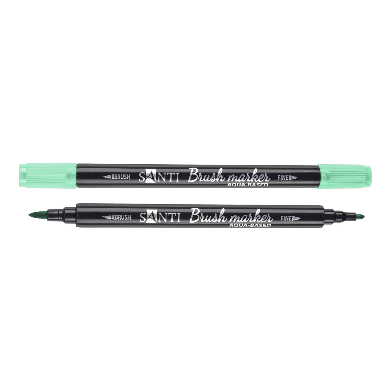 Маркер акварельный SANTI Brush Marker SWB-23 зеленый двусторонний
