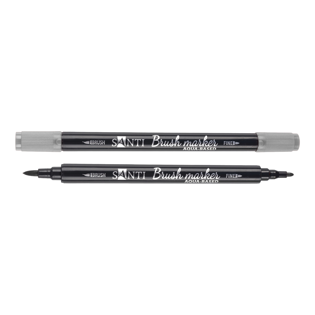 Маркер акварельный SANTI Brush Marker SWB-30 серый двусторонний
