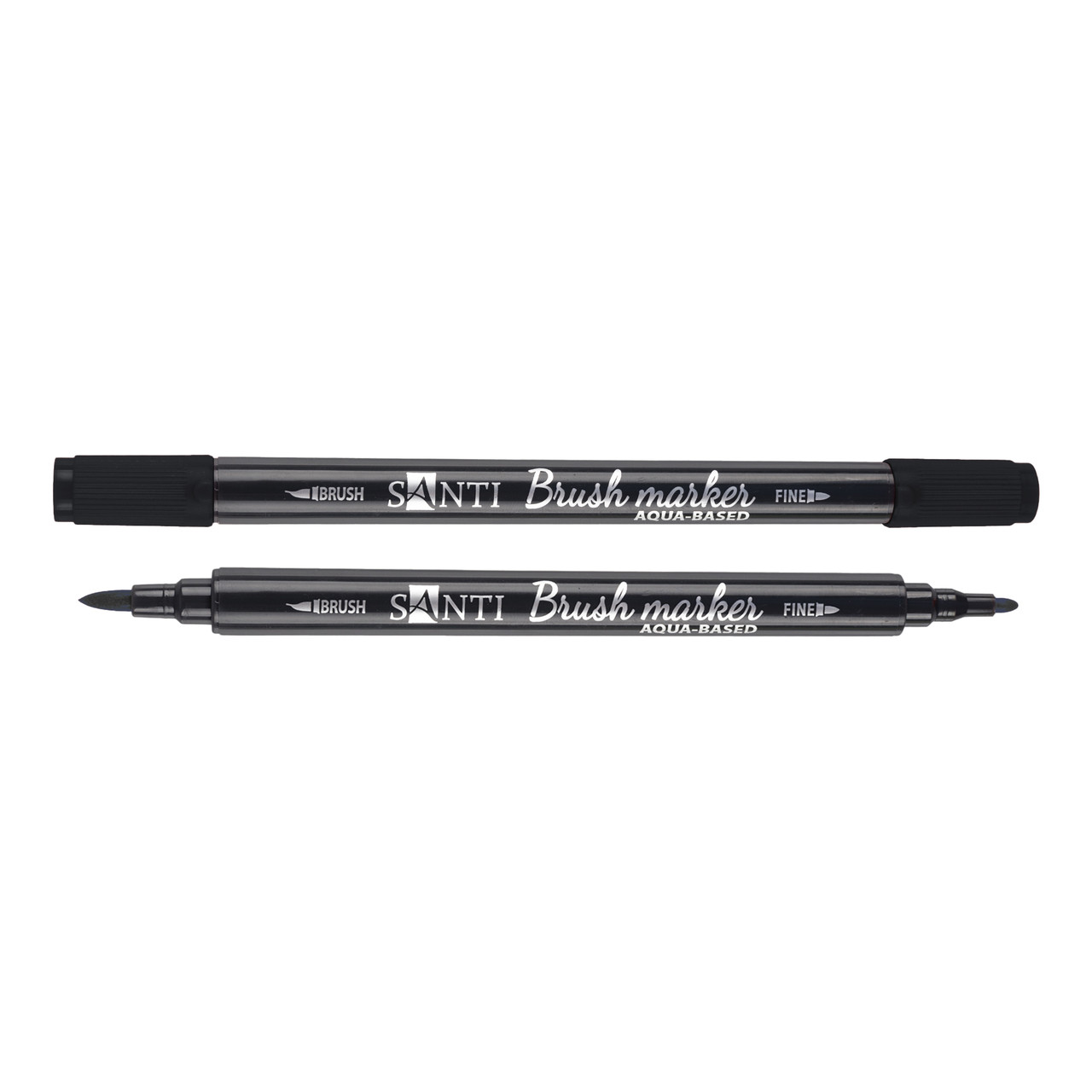 Маркер акварельный SANTI Brush Marker SWB-32 черный двусторонний