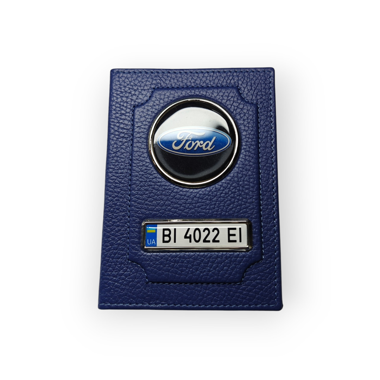 Обкладинка для автодокументів Ford, натуральна шкіра синя, фото 1
