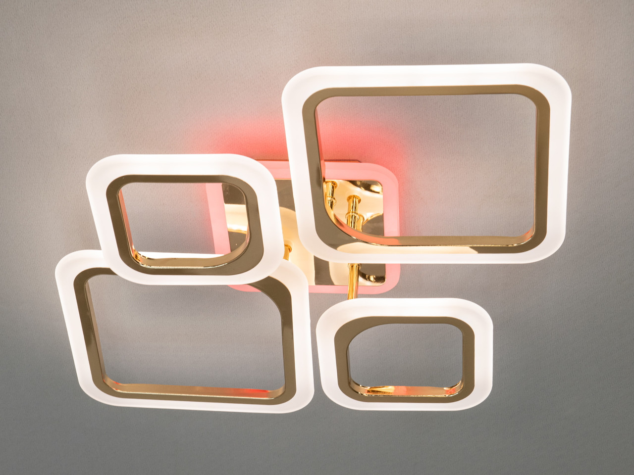 Світлодіодна люстра для кухні з підсвіткою, золото, 80W, димер A8060/2+2G LED 3color dimmer