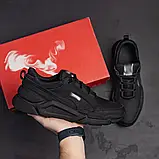 Весняно-осінні чоловічі шкіряні кросівки чорного кольору на шнурівці, фото 4