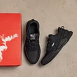 Весняно-осінні чоловічі шкіряні кросівки чорного кольору на шнурівці, фото 9