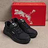 Весняно-осінні чоловічі шкіряні кросівки чорного кольору на шнурівці, фото 10