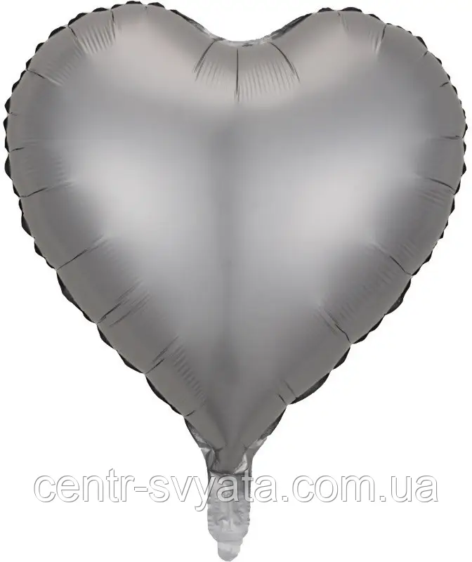 Фольгована кулька КНР 18"(45 см) Серце сатин срібне