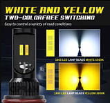 Міні LED ЛАМПА двокольорова H8 H11 H9 OPRAH світлодіодні протитуманні фари Вузький діод Правильний промінь світла 1шт, фото 7