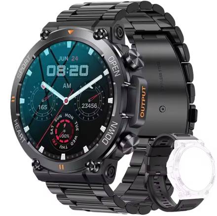 Смарт-годинник MEVADEN K56 Pro з Українським меню та додатком 1.39 Bluetooth 5.0, IP67 Call Black металевий браслет, фото 1