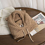 Зимова шапка-капюшон із вушками ведмедик 2 кольори, фото 7